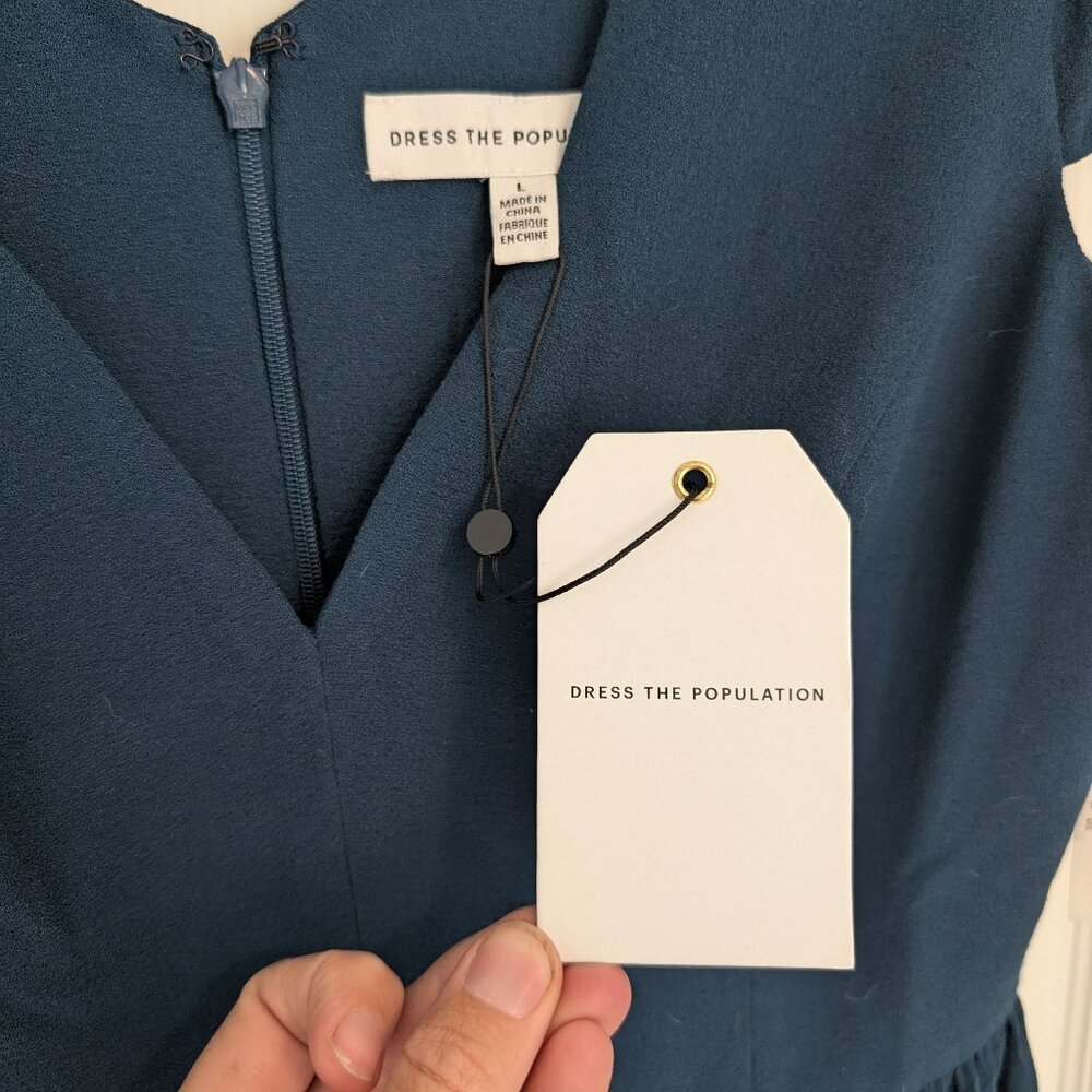 NWT Dress the Population Corey Dress in Peacock blue Size L - Picture 9 of 9